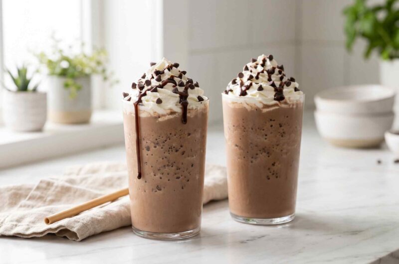 Homemade Frappuccino With Chocolate Chips and Cream