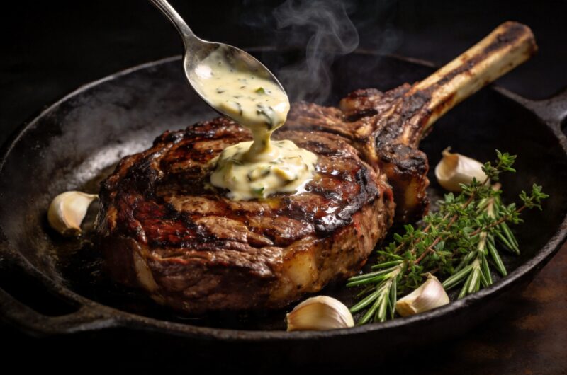 Seared Ribeye Steak With Creamy Garlic Butter Sauce