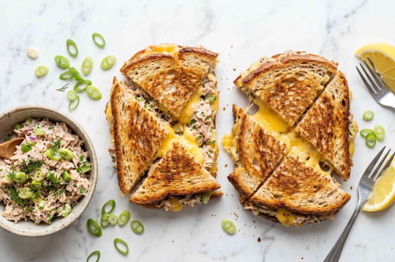 Open Faced Tuna Melt With Crispy Golden Bread
