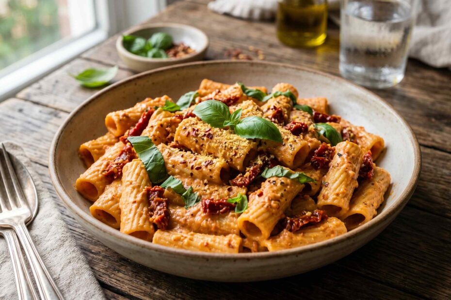 vegan-creamy-sun-dried-tomato-pasta-bowl