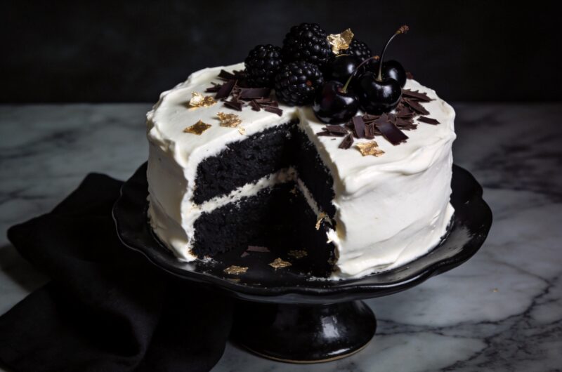 Moist Black Cocoa Velvet Cake With Cream Frosting
