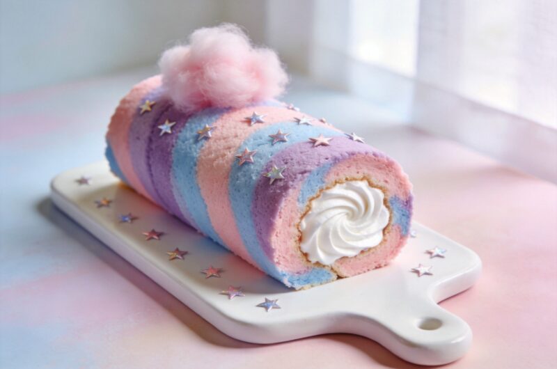 Cotton Candy Japanese Cake Roll That Looks Magical