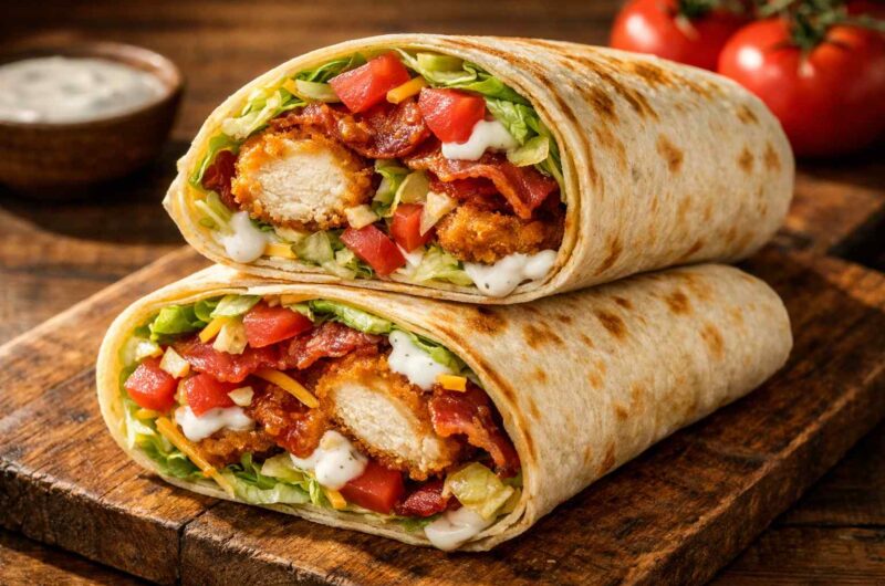 Loaded Chicken Bacon Ranch Tortilla Wrap From Scratch