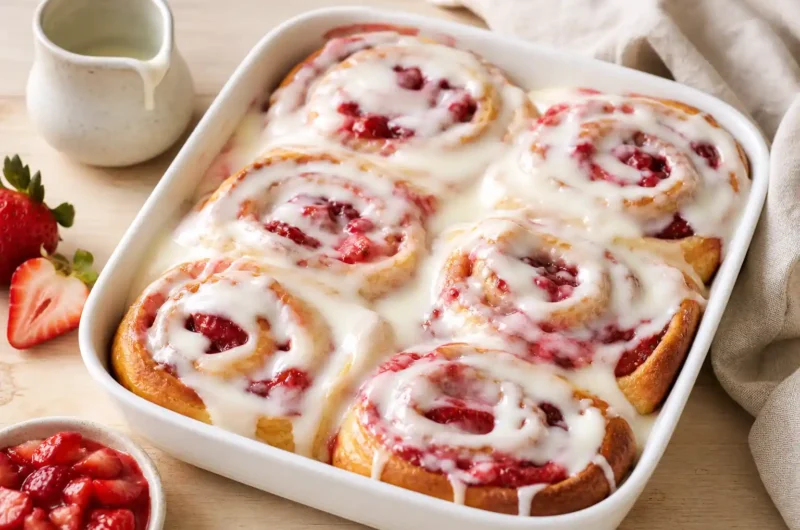 Strawberry Cheesecake Cinnamon Rolls